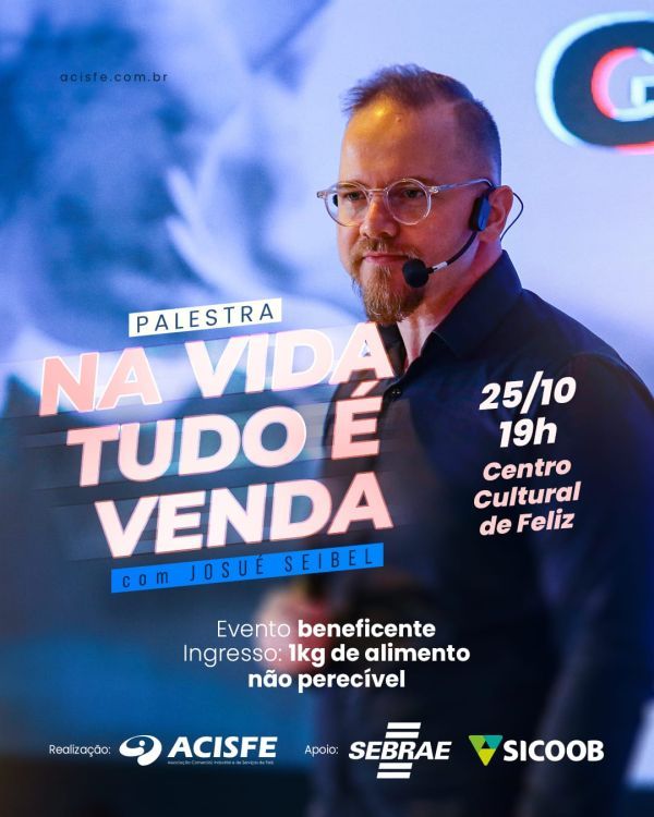 Palestra *Na Vida Tudo é Venda* acontece dia 25/10, 19h no Centro Cultural           